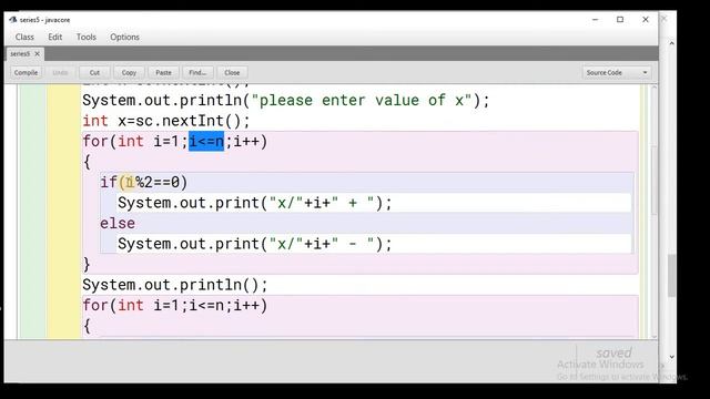 Java sum of series 5