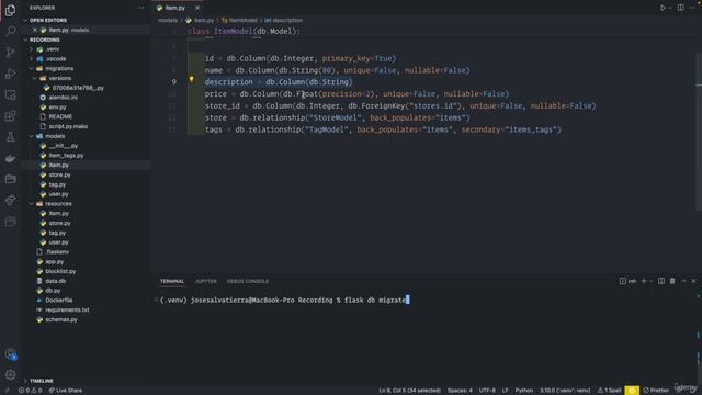 09 - Database migrations with Alembic and Flask -004 Change SQLAlchemy models and generate migration