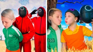 КУКЛА ИГРА КАЛЬМАРА ВСТРЕЧАЕТСЯ с СУПЕР КОТОМ! Смешные моменты!