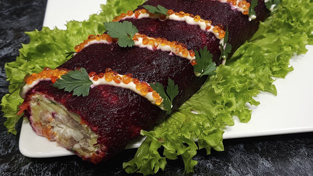 Селедка под шубой в виде рулета смотреть онлайн