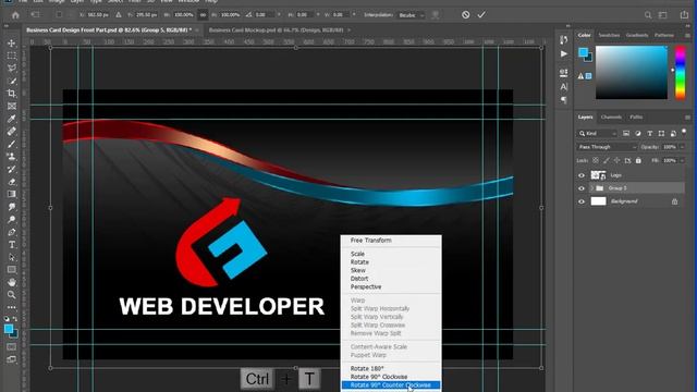 Web Developer Business Card Design | Adobe Photoshop Tutorial смотреть онлайн