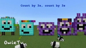 Numberblocks in  Minecraft- COUNTING BY 3s | Skip Counting by 3s | Learn to Count