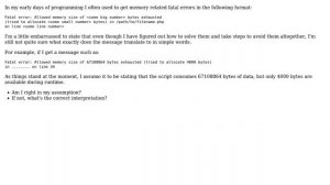 Failed to allocate memory - What is it trying to say?