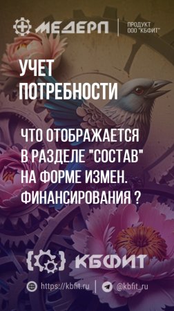 КБФИТ: МЕДЕРП. Учет потребности: Что отображается в разделе состав на форме изменения финансирования