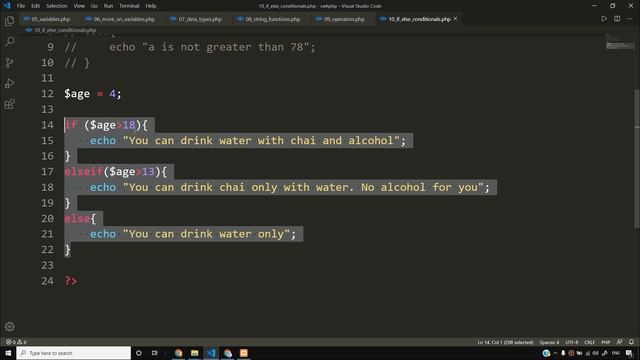 If Else Conditionals in Php | PHP Tutorial #10