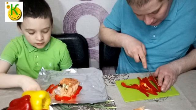 Готовим вместе с детьми. ФОРЕЛЬ с овощами в фольге. Аболденно вкусный стейк!