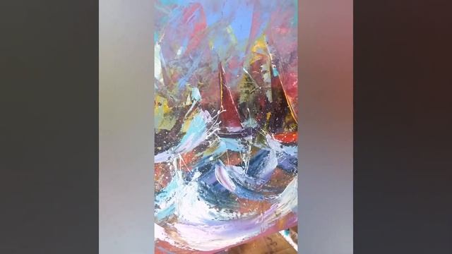 Абстрактный морской пейзаж\Картина маслом парусники\Художник