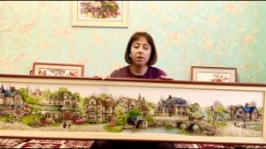 Вышивка Зелёная деревенька. Подарок сыну на свадьбу.