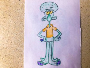 Как нарисовать Сквидварда из мультфильма Губка Боб Спанч Боб карандашами