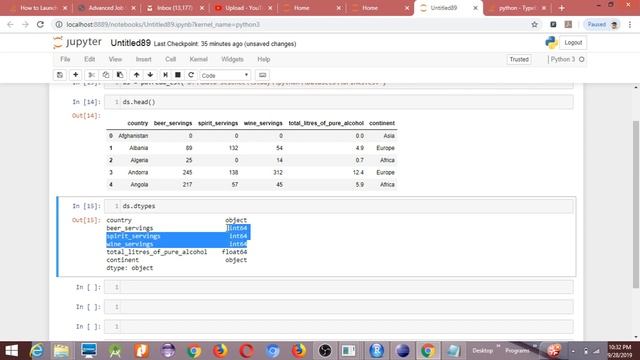 Selecting different types of the columns from a dataset using pandas смотреть онлайн