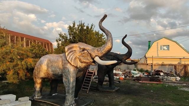 скульптура артбетон покраска Слоны