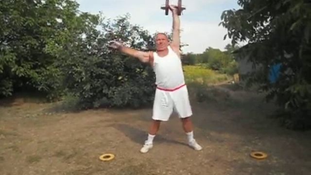 26. 06. 2022г. Жим стоя гантели 25 кг на 10 раз. 60 лет, вес 105. 6 кг. смотреть онлайн