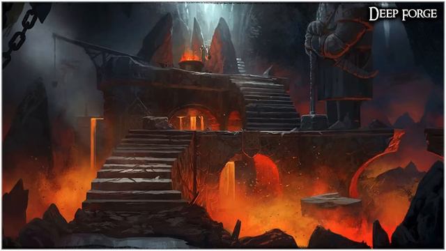 Deep Forge | Lava, Fire, Hammering, Metalsmith, Dwarven Ambience | 1 Hour #dnd