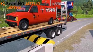 Truck vs speed bumps | Tractor vs Train | Cars vs Slide Color with Portal Trap - BeamNG.Drive