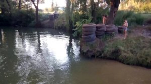 Прыжок в воду щучкой и прыжок передним сальтом с маленьких колес