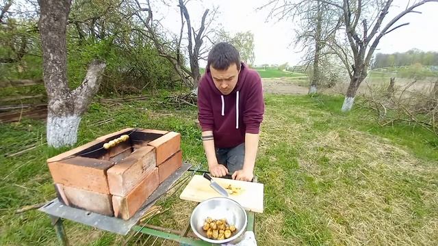 Грибы на МАНГАЛЕ шашлык из ГРИБОВ. Как замариновать ШАМПИНЬЕНЫ. Что поесть картошка картошка с мясо