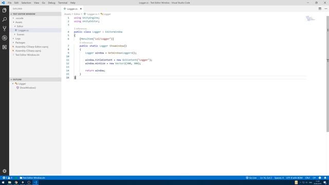 Создание окна редактора Unity