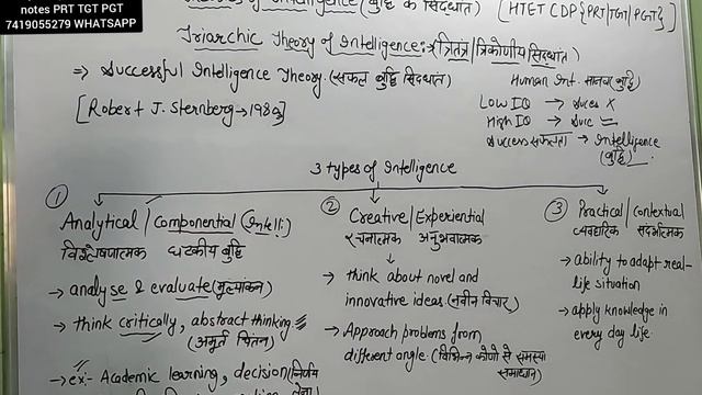 Sternberg Triarchic Theory of Intelligence|स्टर्नबर्ग त्रितंत्र सिद्धांत|theories of intelligence|