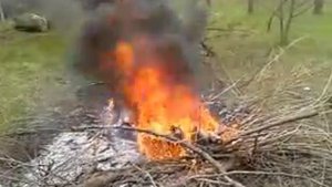 Костер покрышка горит,