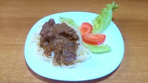 Мясо с баклажанами и апельсиновым соком. Сочное и ароматное.