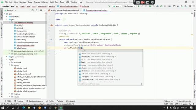 Spinner in Android Studio | how to make spinner in android studio