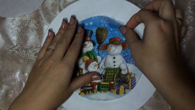 Мастер класс. Декоративная тарелка, декупаж + точечная роспись.