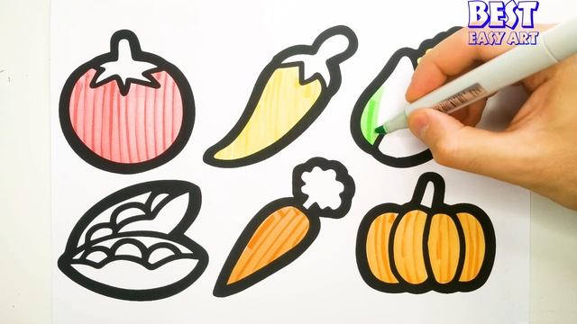 Vegetables Drawing, Painting & Coloring For Kids and Toddlers_ Child Art смотреть онлайн