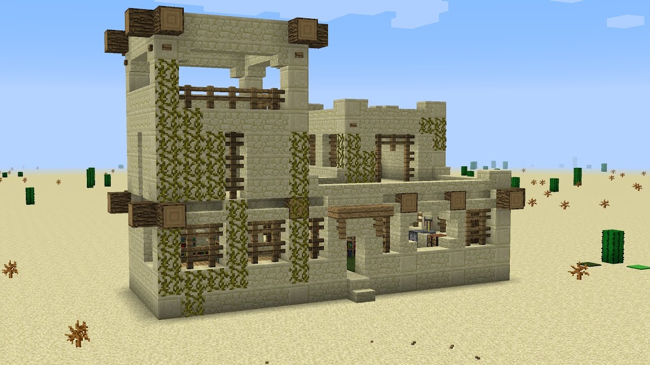 Майнкрафт - Как построить каменный дом в пустыне. Minecraft