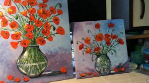 Маки в вазе.Картины разного размера