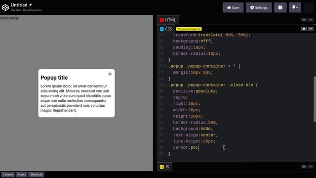 How to Create Animated Popup Box using HTML, CSS & JavaScript | Explained in Hindi