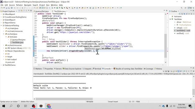 How to automate JQuery slider in Selenium WebDriver | Actions API