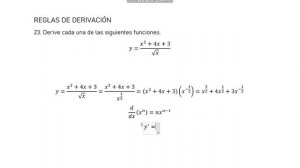 23. Derive cada una de las siguientes funciones. y=(x^2+4x+3)/√x