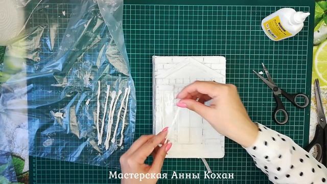 DIY?ДЕКОР ОБЛОЖКИ БЛОКНОТА картоном и шпатлевкой?Здание с колоннами?Блокнот своими руками