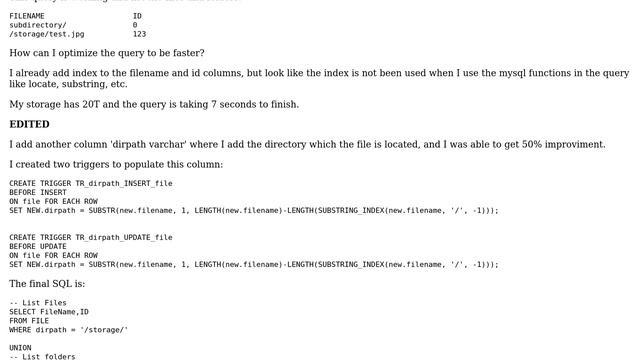 Databases: SQL optimization