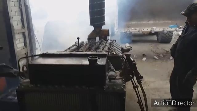 Первый запуск ЯМЗ-240 После переборки.(Двигатель с белаза)