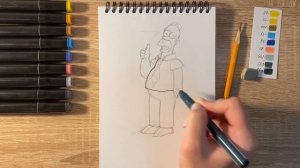 Как нарисовать Гомера карандашом и скетч маркерами | Рисунок для детей, поэтапно и легко