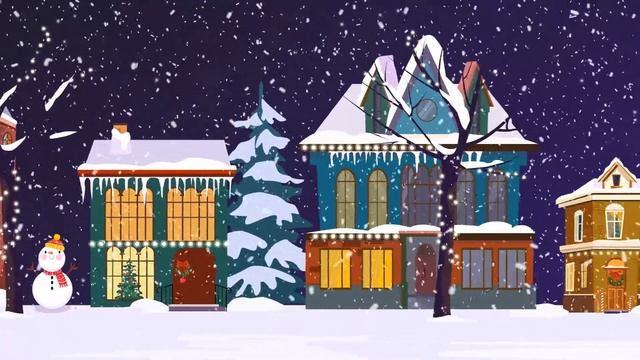Сказочный видеофон зимняя сказка | Пейзаж, зимняя ночь, снег, дома | Футаж зима скачать бесплатно.