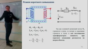 Режим короткого замыкания трансформатора. Процессы в сердечнике, векторная диаграмма.