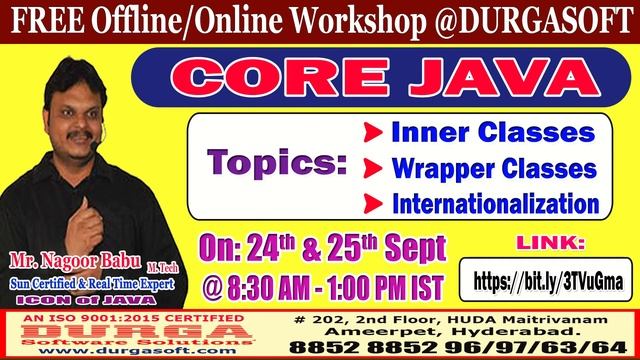 CORE JAVA (FREE Workshop) Offline/Online Training @ DURGASOFT