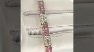 Браслет с рубинами и бриллиантами I Серебро 925 пробы