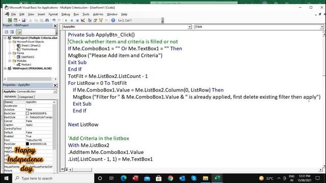 Advance Filters in Listbox | Multiple Criteria in Excel Filter in userform | Listbox in excel vba