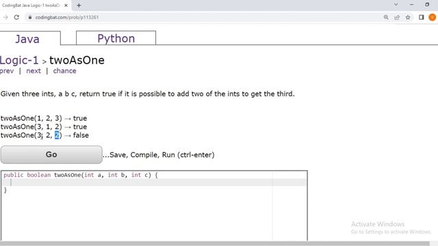 Coding bat Java Logic-1 (twoAsOne) || Basic boolean logic puzzles -- if else && || !. смотреть онлайн