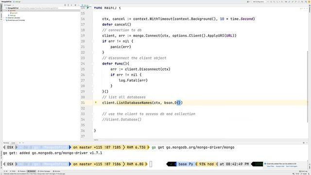 Learn how to Connect MongoDB | ListDatabaseNames | Find Records Using Golang  (FIND) - PART 42