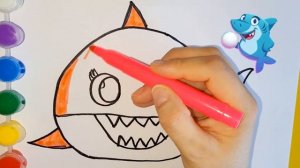 Как нарисовать акулёнка. Раскраски для детей. Baby Shark Family