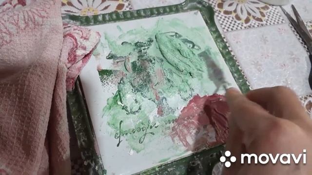 Декупаж + скульптурная живопись. Декор стекляной вазы. смотреть онлайн