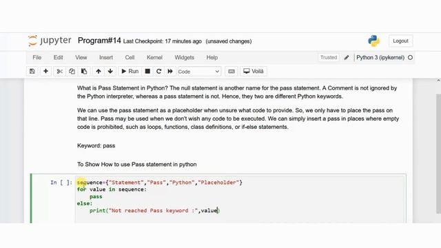 Pass Keyword in  python | Python Programming | Jupyter NoteBook | IL