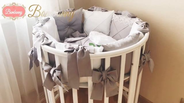 Комплект в кроватку для новорожденных и бортики "Grey Light" смотреть онлайн