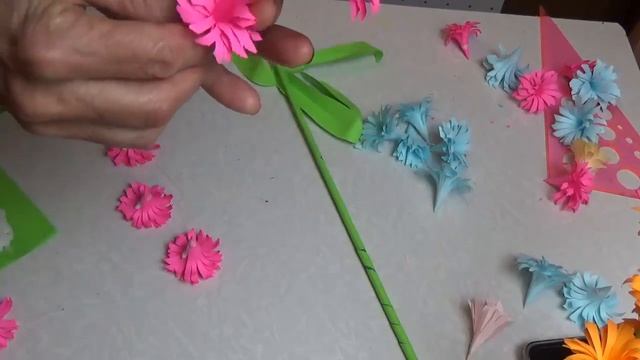 Оригами Цветы Из Бумаги. Как Сделать веточку Цветов Из Бумаги. Своими Руками Подарок Маме