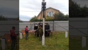 Дизель молот ДМ 240 монтаж железобетонной сваи 200х200х3000 мм