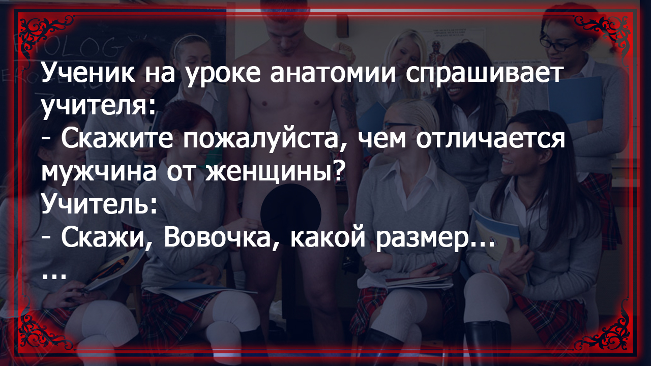 Вовочка на уроке анатомии узнает, чем отличается мужчина от женщины Смешные анекдоты для настроения.